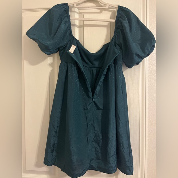 Altar'd State Dark Green Puff sleeve dress - Picture 3 of 5